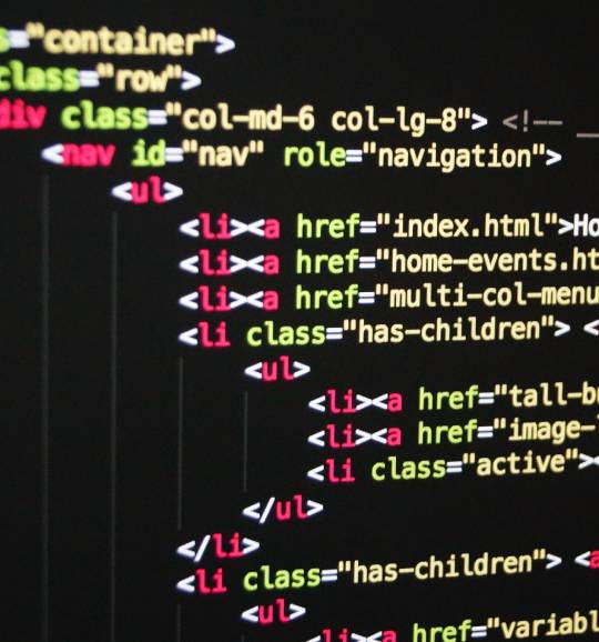 HTML code against a dark IDE background